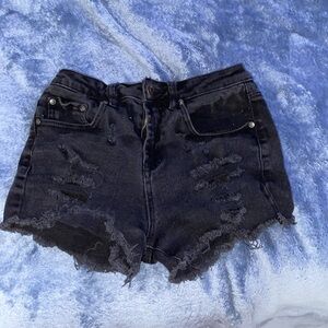 ripped black jean shorts